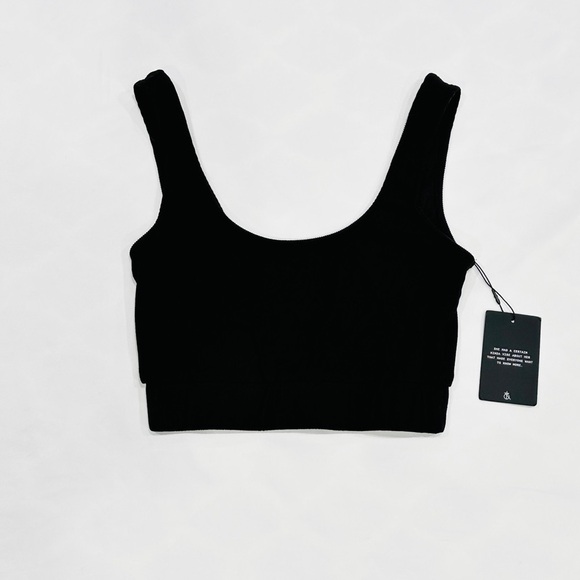 NWT 4th & Reckless Black Ribbed V-neck Back Bralette Crop Top Bra - Picture 1 of 6
